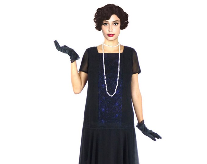 Robe Année 20, Robe Charleston, Robe Noir, Robe Taille Basse, Robe