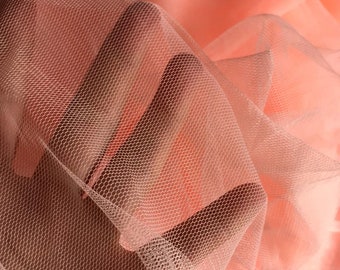 Tulle french salmon orange fabric, Soft Mesh, Net, Decoration, lace, Supply, Netting, High Quality, 10 meters