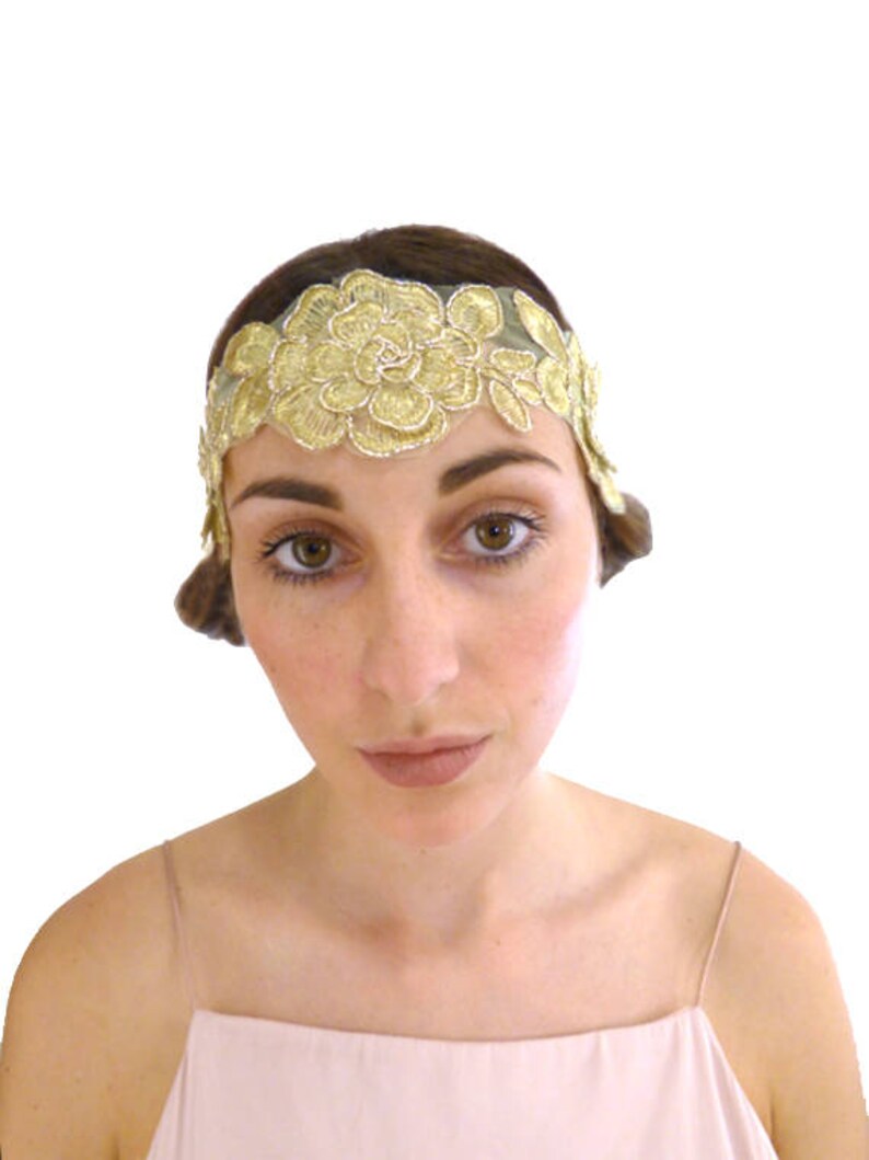 Bandeau Romy - Dentelle Dorée, Marque Les Dissonances, Neuf Avec Étiquettes (EAN : 3700982204577)