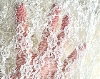 Floral rose stretch lace, off white, soft, stretchable, wedding, bridal sewing, 5 meter x 150cm