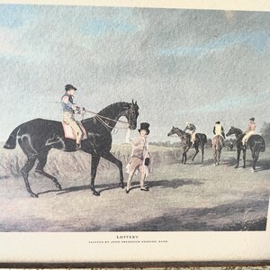 Vintage race horse print with gold wooden frame, Lottery painted by John Frederick Herring Senr image 3