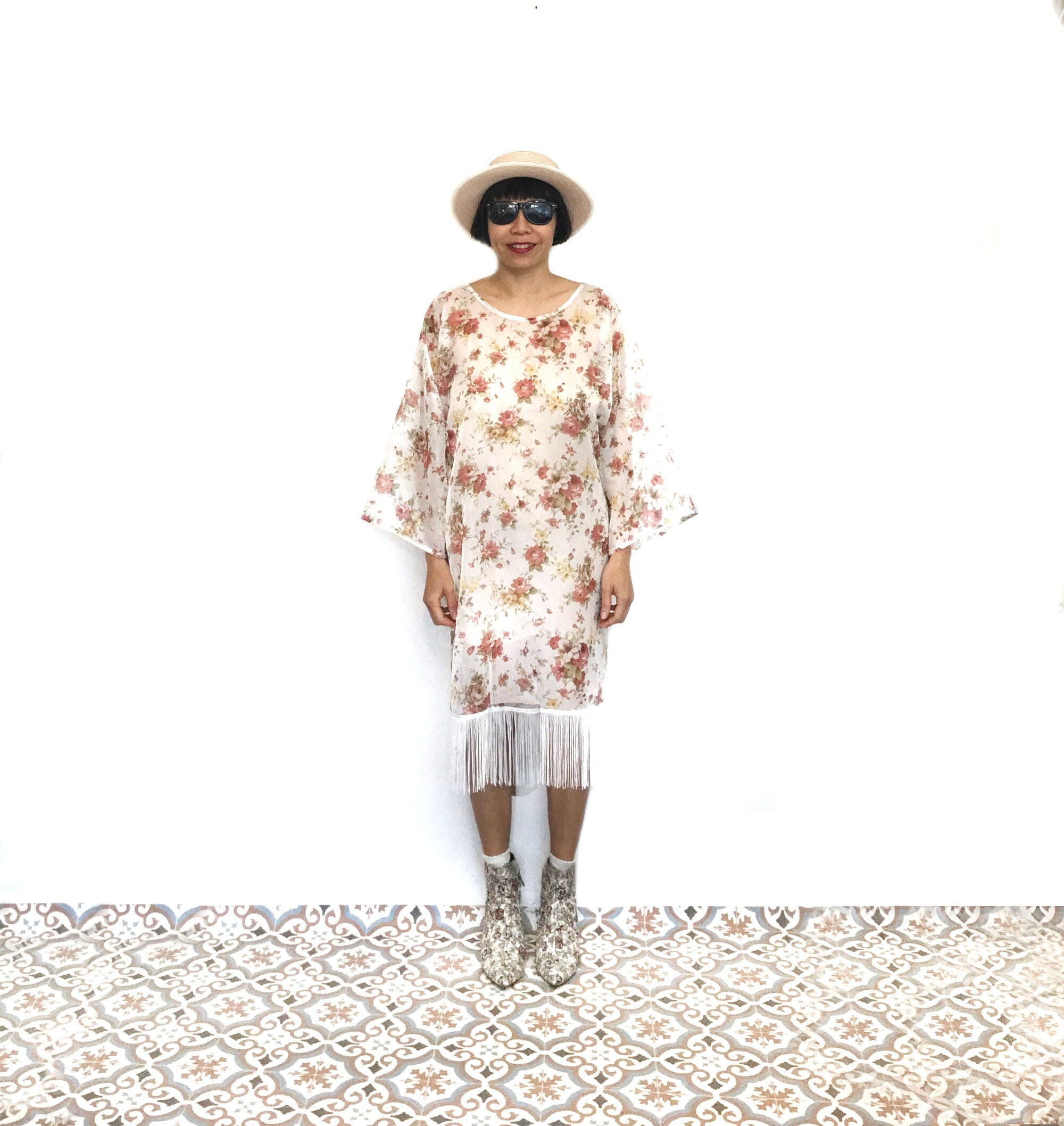 White Liberty Floral Kaftan Caftan 