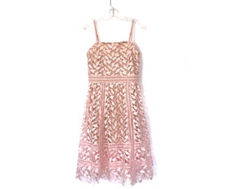 Pink babydoll lace dress,  skater dress, princess dress, 50s dress, circle dress, french chic,  size M