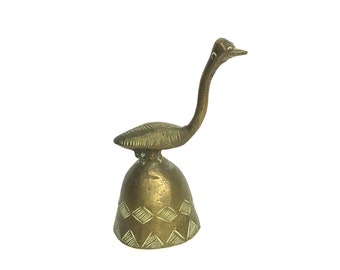 Vintage Afican ostrich bronze art sculpture, Vintage bell statute, antique, bronze figurine, table deco,primitive