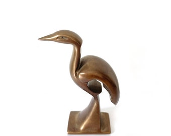 Bronze bird sculpture tabletop decor, vintage home deco, art deco, French, art collection, animal