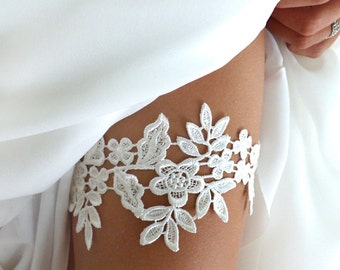Lace Garter Set - Wedding Bridal Garter Set, Garter Set, Wedding Garter Belt, Bridal Garters, Ivory Garter Set : ELIZA Lace Garter