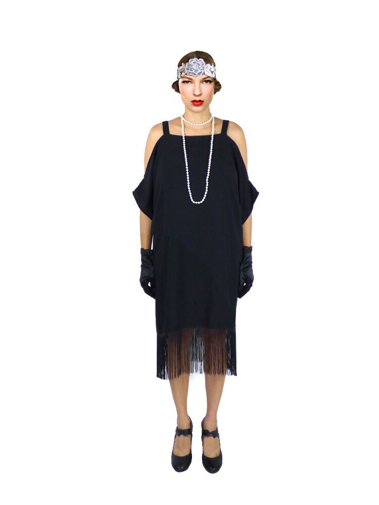 Retro Flapper Dress Black Cut Out 