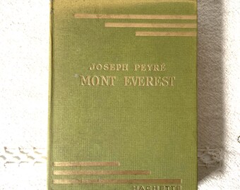 Antique french book, 1942, vintage rare old book, green cover, collectible, shelf decor, bookshelf decor, Mont Everest by Joseph Peyré