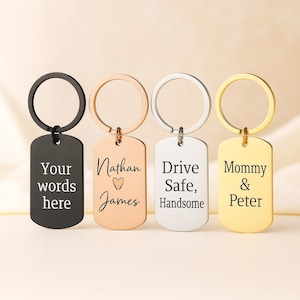 Custom Engraved Dog Tag Keychain: Personalized Stainless Steel Keyring