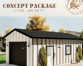 Printable 1-Car Garage Plans – Small Outbuilding Design (PDF)