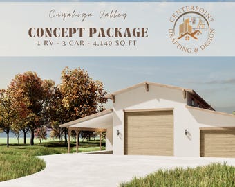 Printable 3 Car + RV Garage Plan with Workshop (Digital Download)