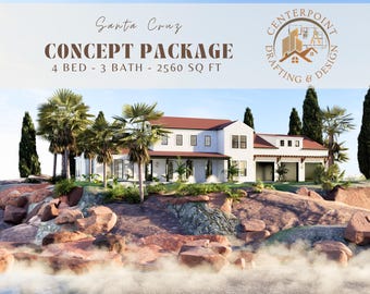 Two Story House Plans | 4 Bed, 3 Bath Home (Printable Download)