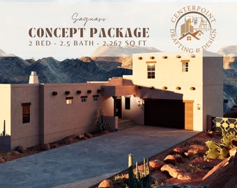 Santa Fe Style House Plans – 2 Bedroom Home with Guest Suite (Printable PDF)