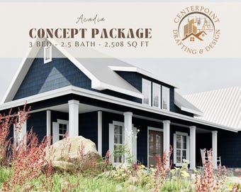 COZY HOUSE PLAN | 3 Bedroom 2.5 Bath Coastal, Cottage, Farmhouse Plan with Wrap Around Porch | 2508 Sq Ft