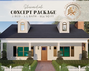 Colonial Guest House Plans - 2 Bedroom Cottage with Porches (PDF Download)