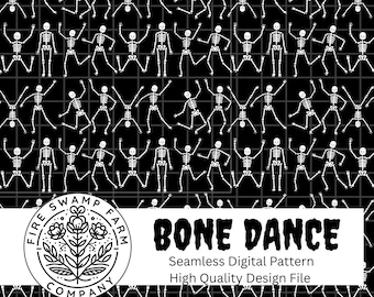 Archivo sin costuras de baile de esqueleto de Halloween, 300 DPI, descarga instantánea digital