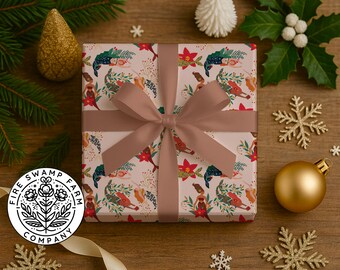 Rollo de papel de regalo de sirena navideña
