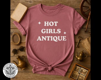 Camisetas antiguas para chicas guapas / Mercado vintage / Chica que busca antigüedades / Mercadillo / Compras de segunda mano