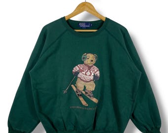 Vintage 90's POLO RALPH LAUREN Polo Bear Ski Crewneck Sweatshirt