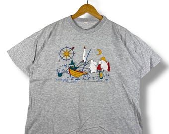 Camiseta gráfica vintage de dibujos animados de los personajes MOOMIN de los años 90