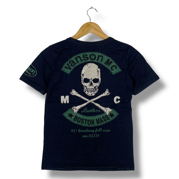 Vanson, VANSON LEATHERS Vanson MC Boston Mass Embroidery Logo Tee Shirt