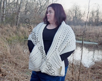 Boho Crochet Pocket Shawl * See Description for Special Notes Before Ordering*