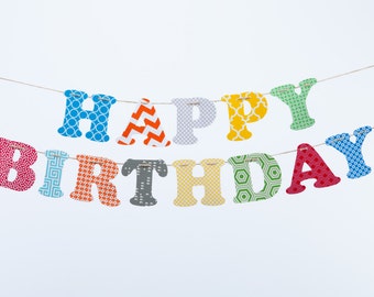 happy birthday banner fabric etsy