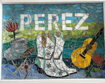 Custom Mosaic Name Sign - Personalized Wall Art, Housewarming Gift