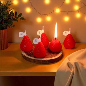 Strawberry Fruit Candle | Scented Soy Wax Candle Handmade | Cute Room Decor | Kawaii Gift for Her | Aesthetic Cozy Home Accessory