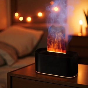 Flame Effect Aroma Diffuser: LED Fire Mist Humidifier, Modern Home Decor