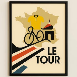 Tour de France Inspired Cycling Poster | Minimalist Cycling Art | Gift for Cyclist Road | Bike Print | Arc Triomphe Cyclist | Grand Bike