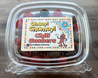 CHAMOY GUSHIES CANDY 10oz | Sweet, Sour & Spicy Mexican Treat | Dulces Enchilados | Tajín Candy | Fruity Gushers Snack | Oh Boy Chamoy