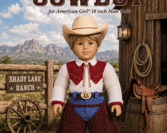 Vaquero Ranchero para Muñecos Masculinos American Girl, descarga del conjunto de ganchillo Logan en formato PDF