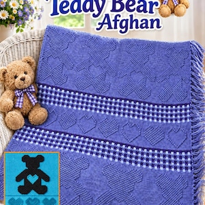 Modello PDF per coperta all'uncinetto con motivo a mosaico di orsacchiotti a quadretti / Coperta a mosaico sovrapposta / Taglie per adulti, bambini e neonati / download PDF