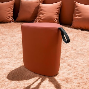 LAST Red Tall Pouf, Pouf Stool, Ottoman Bench, Minimalist Stool, Modern Pouf, Round Stool, Sofa Side Table, Footstool Ottoman,