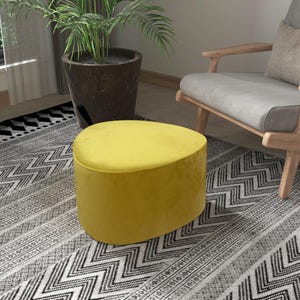 Velvet Wide Pouf, Pouf Stool, Ottoman Bench, Minimalist Stool, Modern Pouf, Round Stool, Sofa Side Table, Footstool Ottoman,