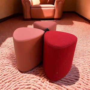 LAST Mix Red Tall Pouf, Pouf Stool, Ottoman Bench, Minimalist Stool, Modern Pouf, Round Stool, Sofa Side Table, Footstool Ottoman,