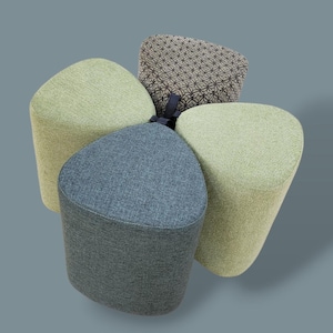 Linen Tall Pouf, Pouf Stool, Ottoman Bench, Minimalist Stool, Modern Pouf, Round Stool, Sofa Side Table, Footstool Ottoman,