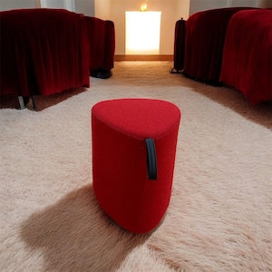 LAST Red Tall Pouf, Pouf Stool, Ottoman Bench, Minimalist Stool, Modern Pouf, Round Stool, Sofa Side Table, Footstool Ottoman,