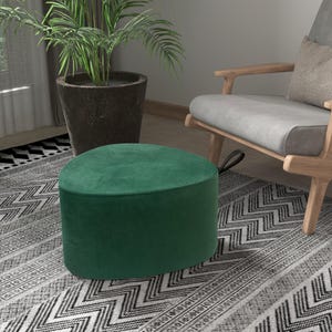 Velvet Round Pouf Ottoman: Modern Minimalist Footstool