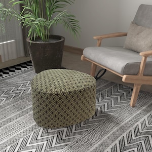Linen Wide Pouf, Pouf Stool, Ottoman Bench, Minimalist Stool, Modern Pouf, Round Stool, Sofa Side Table, Footstool Ottoman,