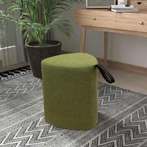 Linen Tall Pouf, Pouf Stool, Ottoman Bench, Minimalist Stool, Modern Pouf, Round Stool, Sofa Side Table, Footstool Ottoman,