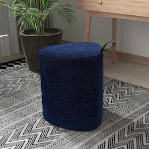 Denim Pouf, Pouf Stool, Ottoman Bench, Minimalist Stool, Modern Pouf, Round Stool, Sofa Side Table, Footstool Ottoman