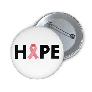 Hope Breast Cancer Awareness Pink Ribbon Button Pin