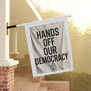 Hands Off Our Democracy&quot; Garden Flag - Political Protest Banner, Strong Statement for Democracy, Activist Yard Decor