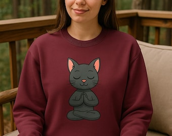 Meditating Cat Sweatshirt | Cozy Yoga Cat Pullover