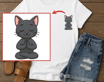 Meditating Cat T-Shirt: Comfort Colors Yoga Tee, Mindfulness Gift
