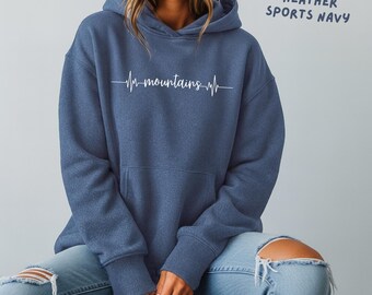 Mountain Heartbeat Hoodie: Nature Lover Sweatshirt, Hiking Adventure Gift, Outdoorsy Unisex Pullover