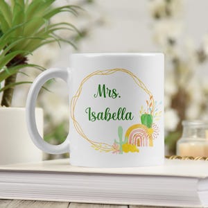 Personalized Teacher Mug: Rainbow Butterfly Coffee Cup - Teacher Appreciation Gift