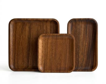 Set of 3 | Handcrafted Acacia Wood Tray  | Minimalist Home Decor